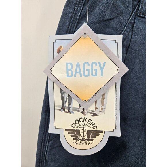 Vtg 90s Deadstock Dockers Baggy Cargo Pants Mens 27x30 Blue Tapered Ankle New - Picture 5 of 10